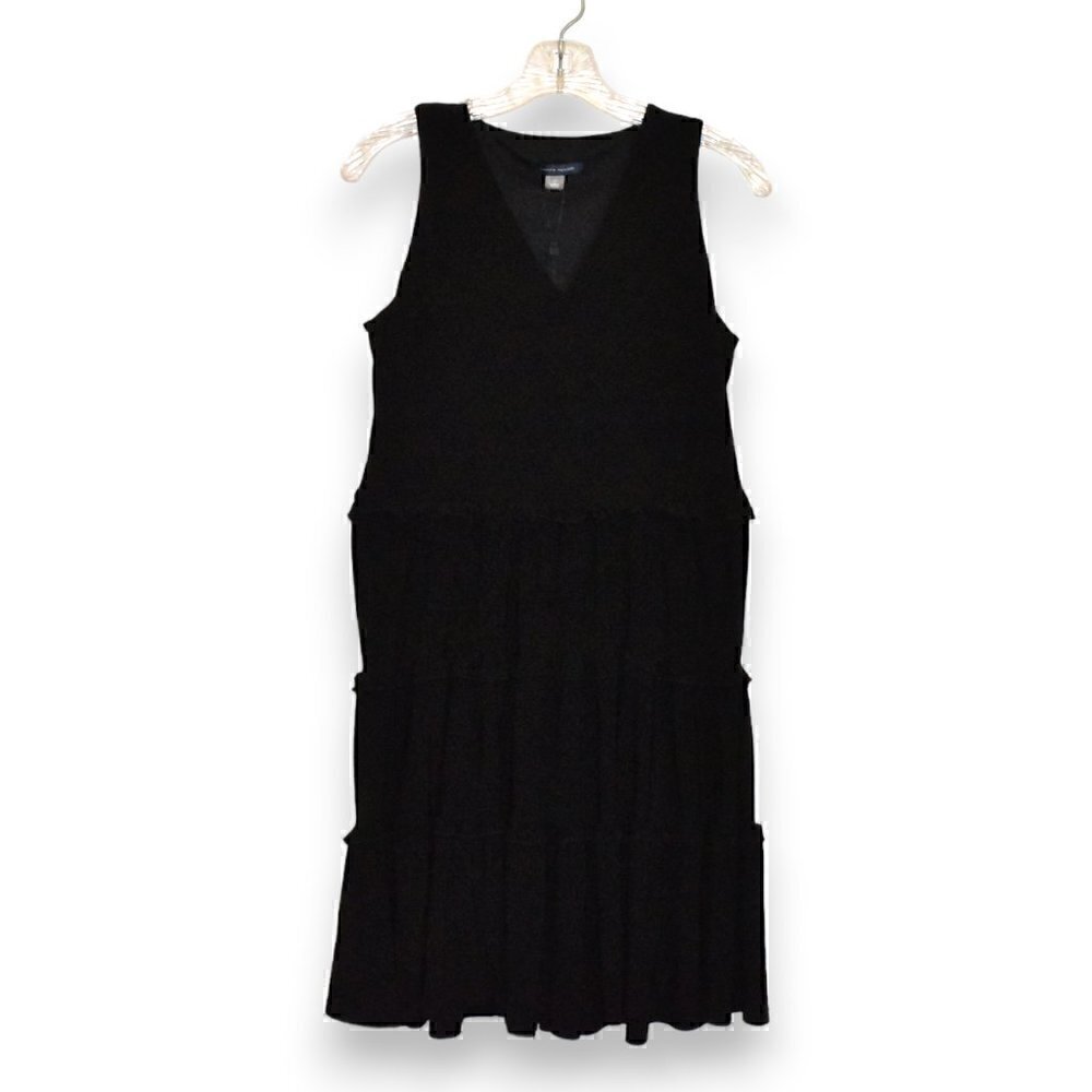 Tommy Hilfiger Sleeveless V Neck Ruffle Tiered Black Dress Size 2